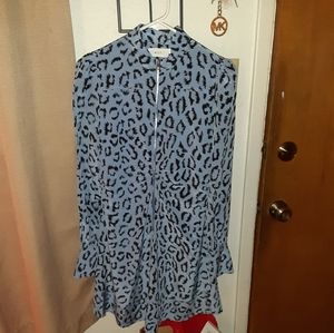 A.L.C Marcella Leopard pront Long Sleeve Minidress
